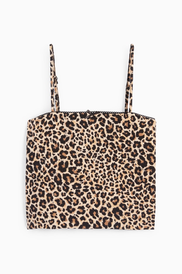 Women - Cropped top - leopard print - black / beige