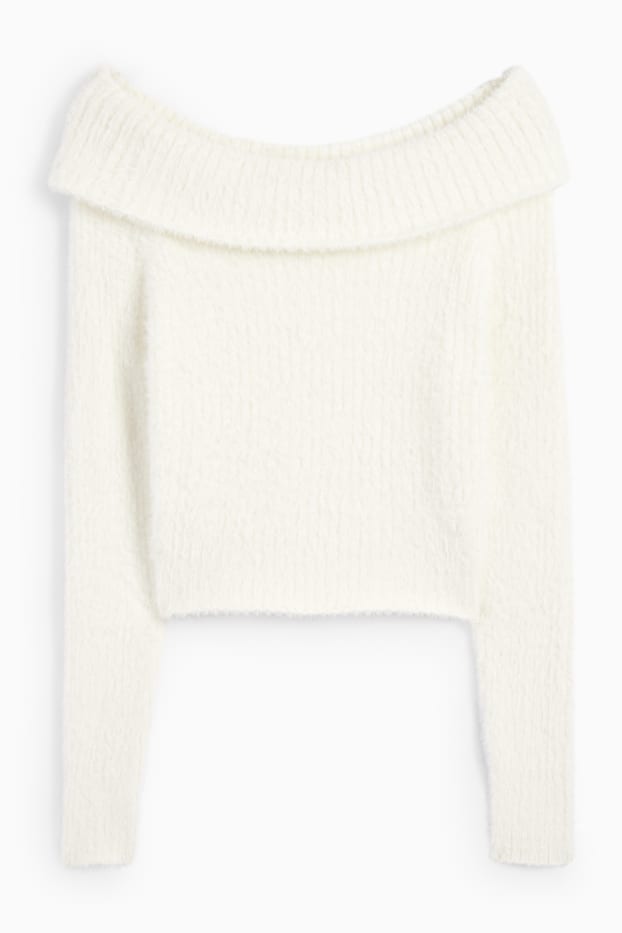 Damen - Crop Pullover - weiss