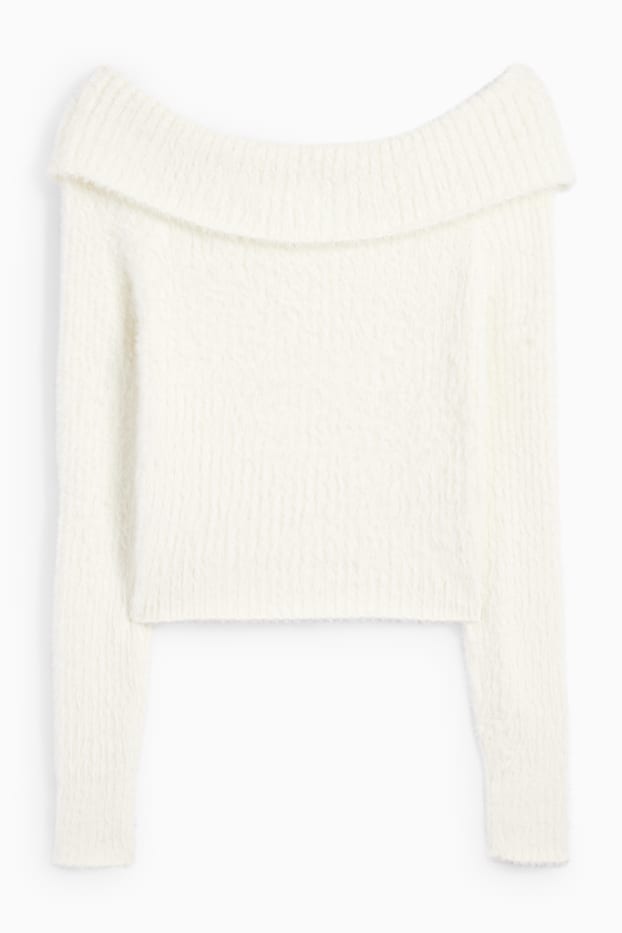 Damen - Crop Pullover - weiss