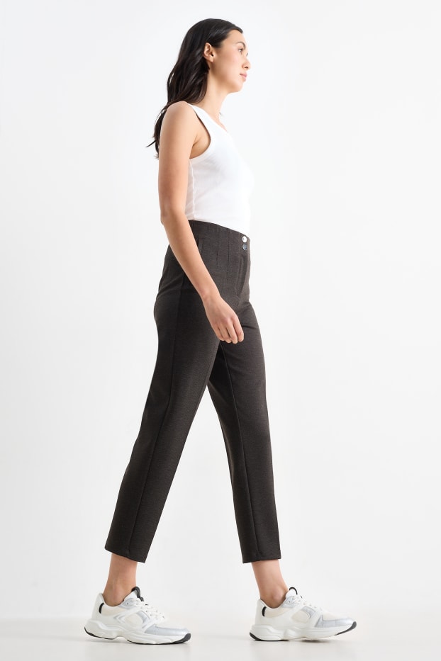 Femmes - Pantalon en jersey - slim fit - marron foncé