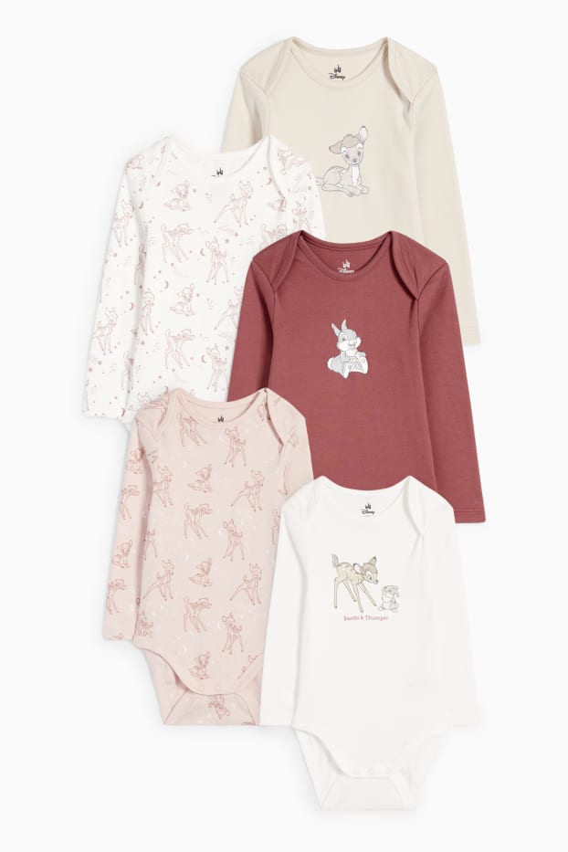 Bébés filles - Lot de 5 - Bambi - bodys bébé - marron / rose