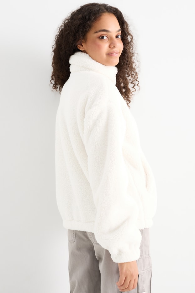 Damen - Teddy-Jacke - cremeweiss