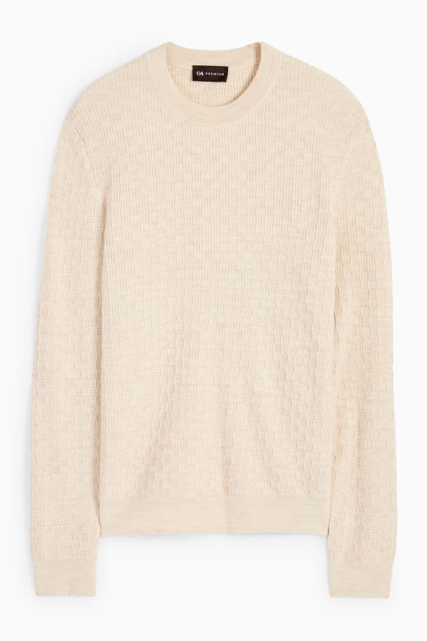 Herren - Pullover - strukturiert - hellbeige