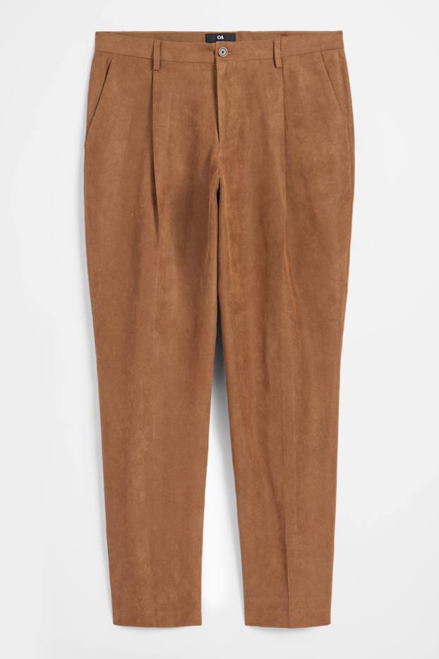 Pánské - Oblekové kalhoty - slim fit - strukturované - hnědá