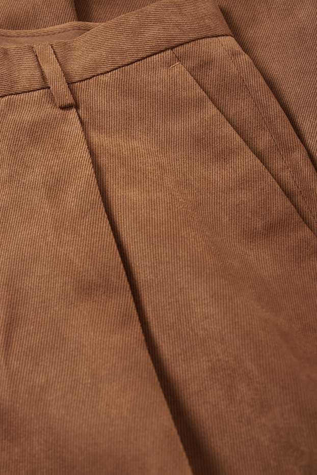 Pánské - Oblekové kalhoty - slim fit - strukturované - hnědá