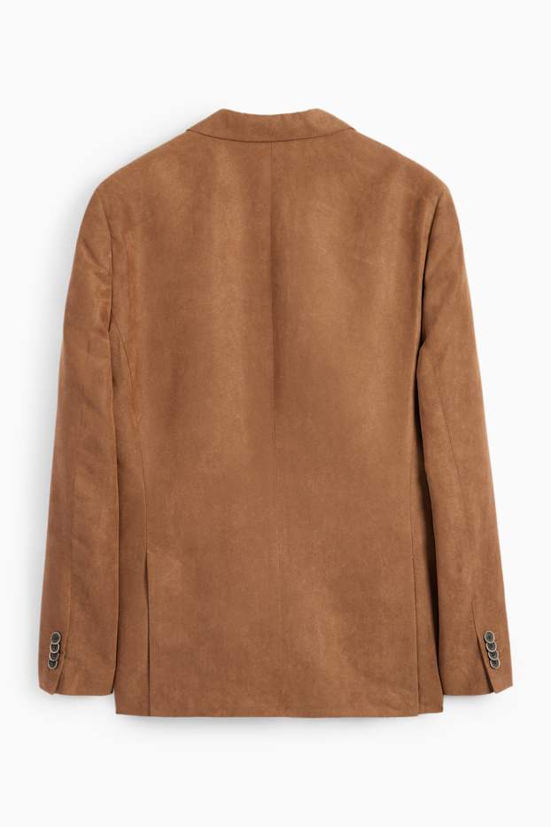Mężczyźni - Marynarka modułowa - slim fit - z fakturą - brązowy