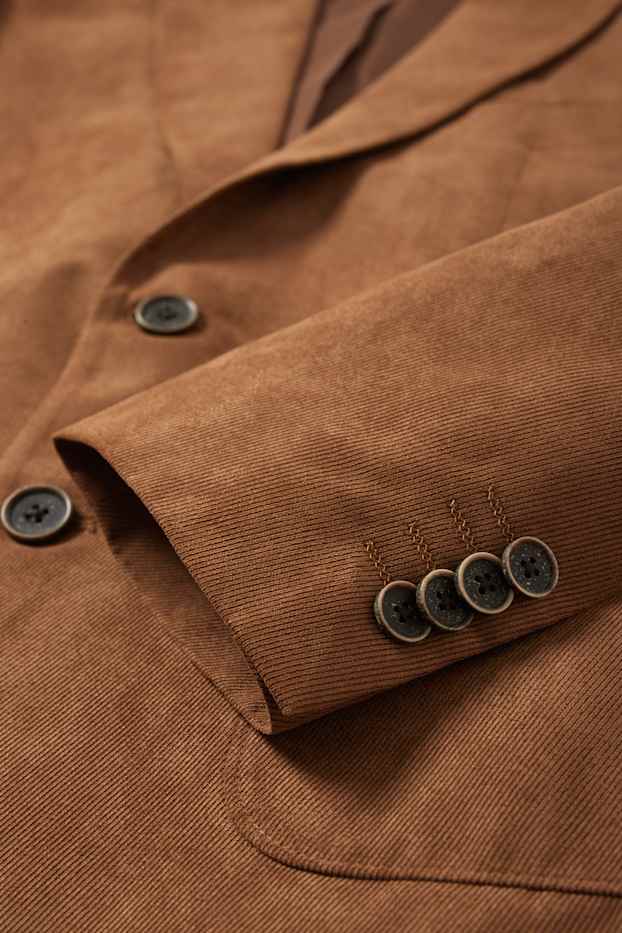 Mężczyźni - Marynarka modułowa - slim fit - z fakturą - brązowy