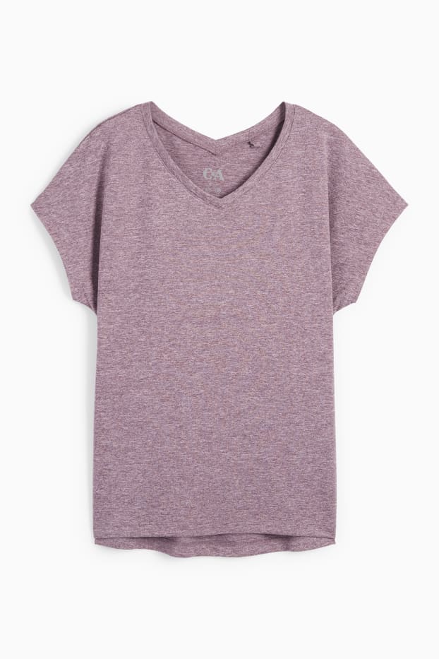 Dames - Sportshirt met V-hals - paars mix