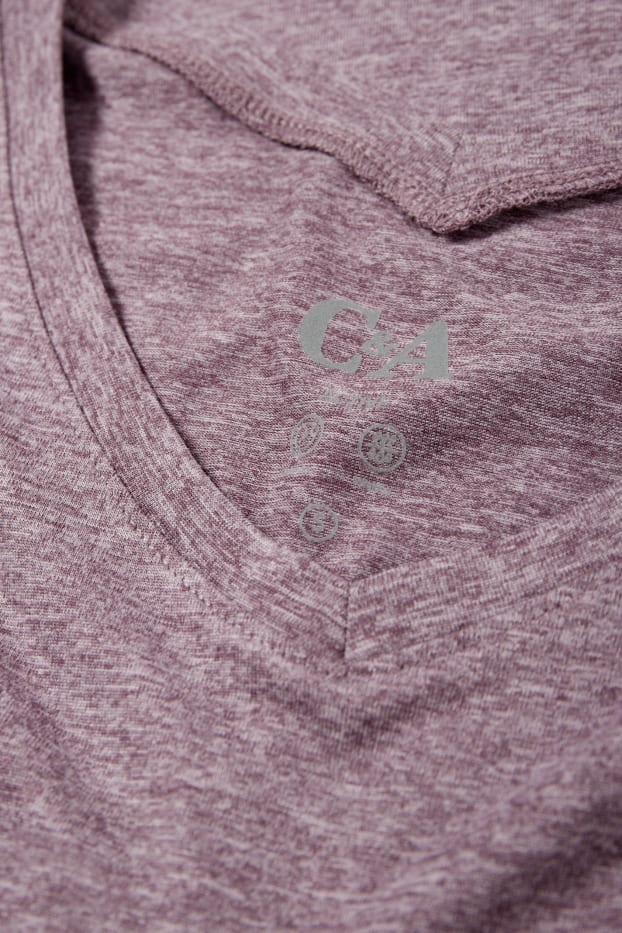 Dames - Sportshirt met V-hals - paars mix