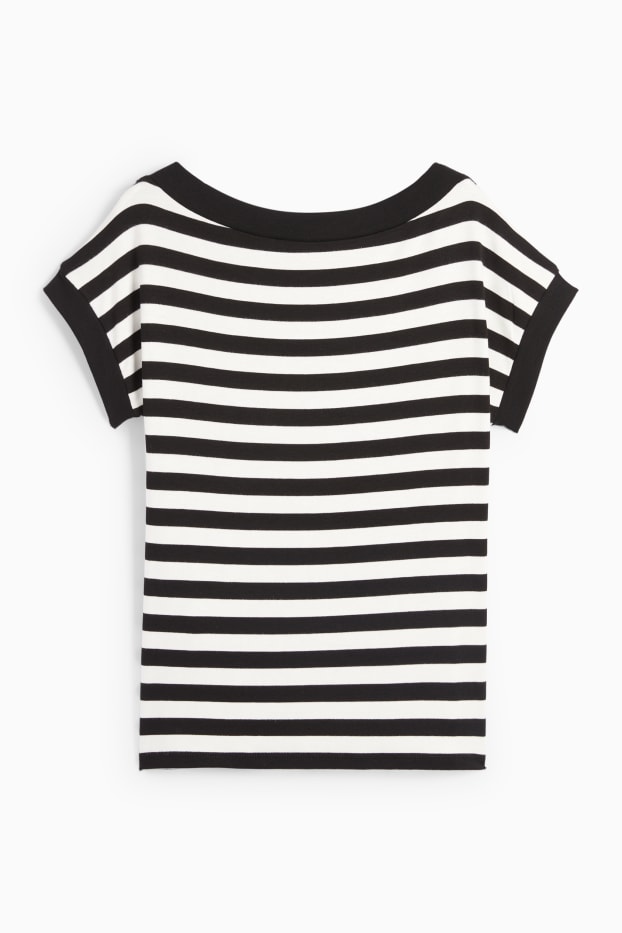 Femmes - T-shirt - à rayures - noir / blanc