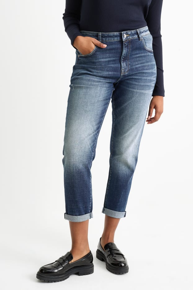 Women - Boyfriend jeans - mid-rise waist - LYCRA® - denim-dark blue