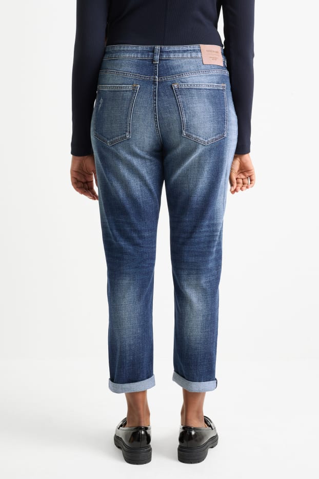 Women - Boyfriend jeans - mid-rise waist - LYCRA® - denim-dark blue