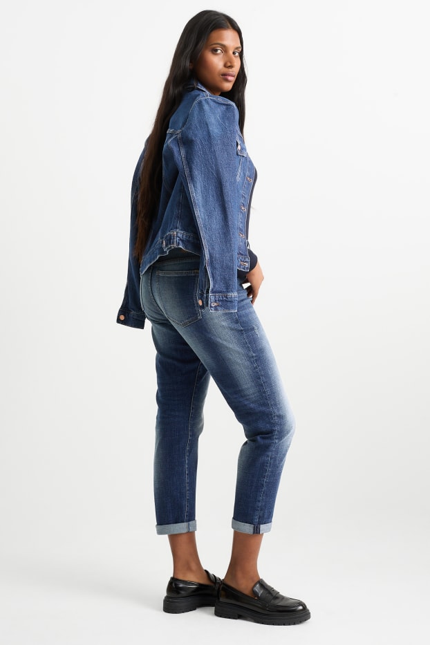 Women - Boyfriend jeans - mid-rise waist - LYCRA® - denim-dark blue
