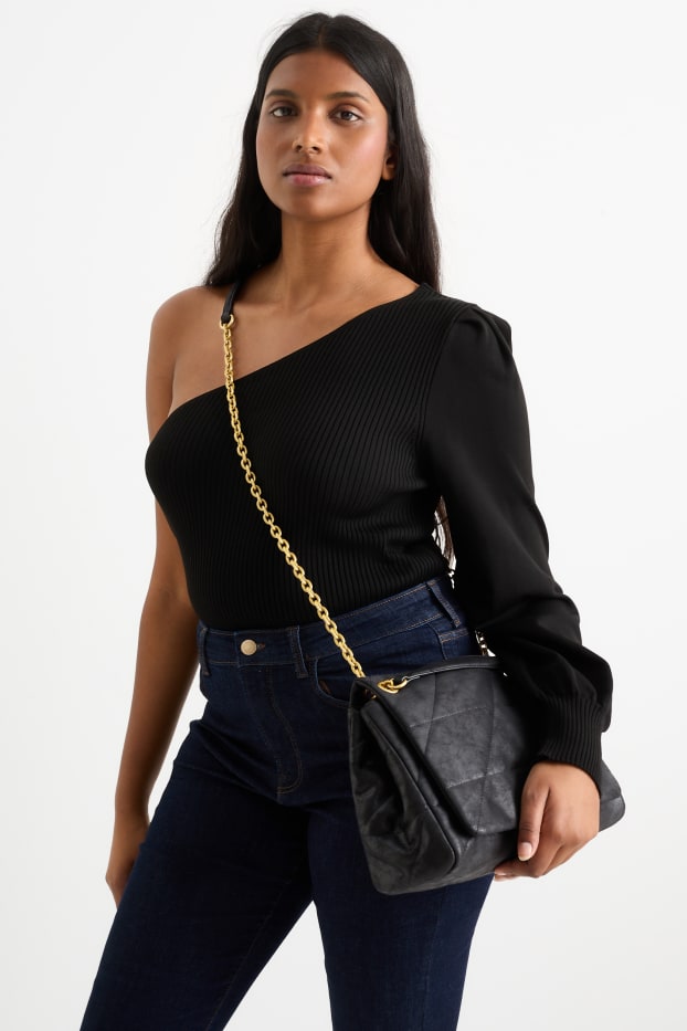 Damen - Tasche - Lederimitat - schwarz