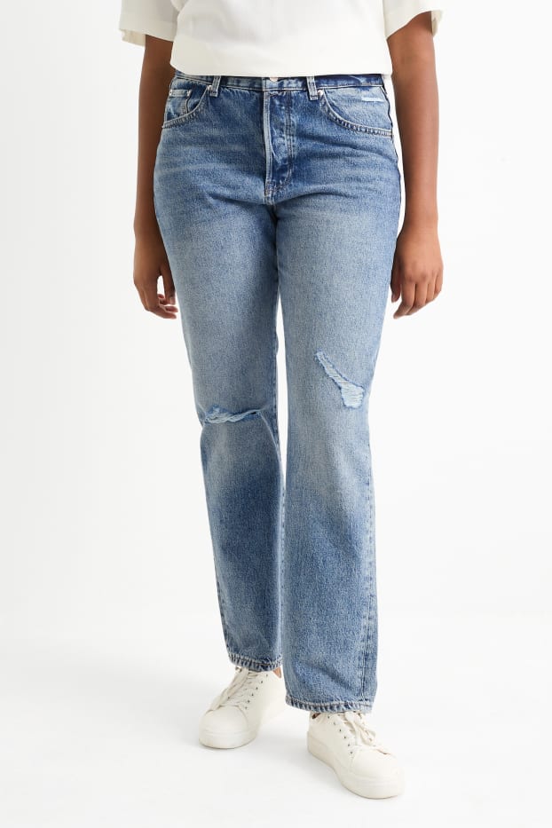 Femmes - Vintage Straight Jeans - high waist - jean bleu