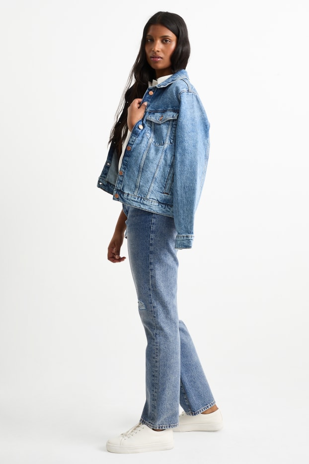 Femmes - Vintage Straight Jeans - high waist - jean bleu