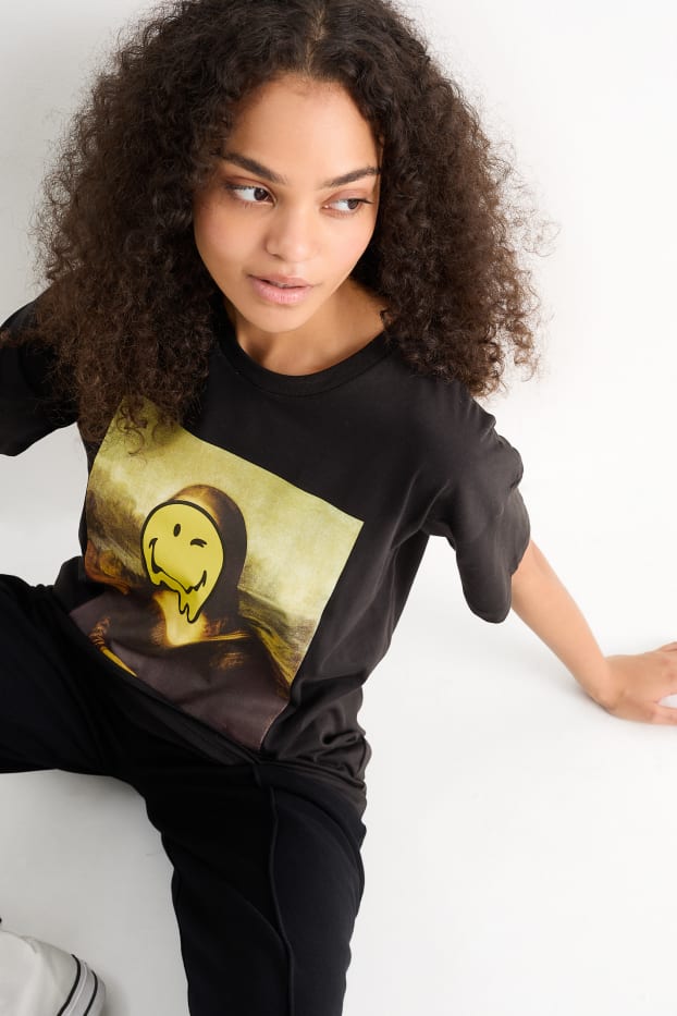 Dames - T-shirt - SmileyWorld® - zwart
