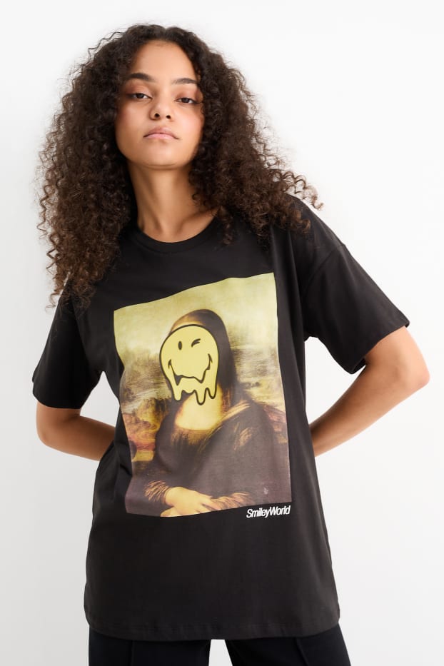 Dames - T-shirt - SmileyWorld® - zwart