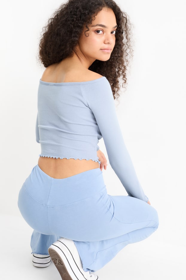 Women - Cropped long sleeve top - blue