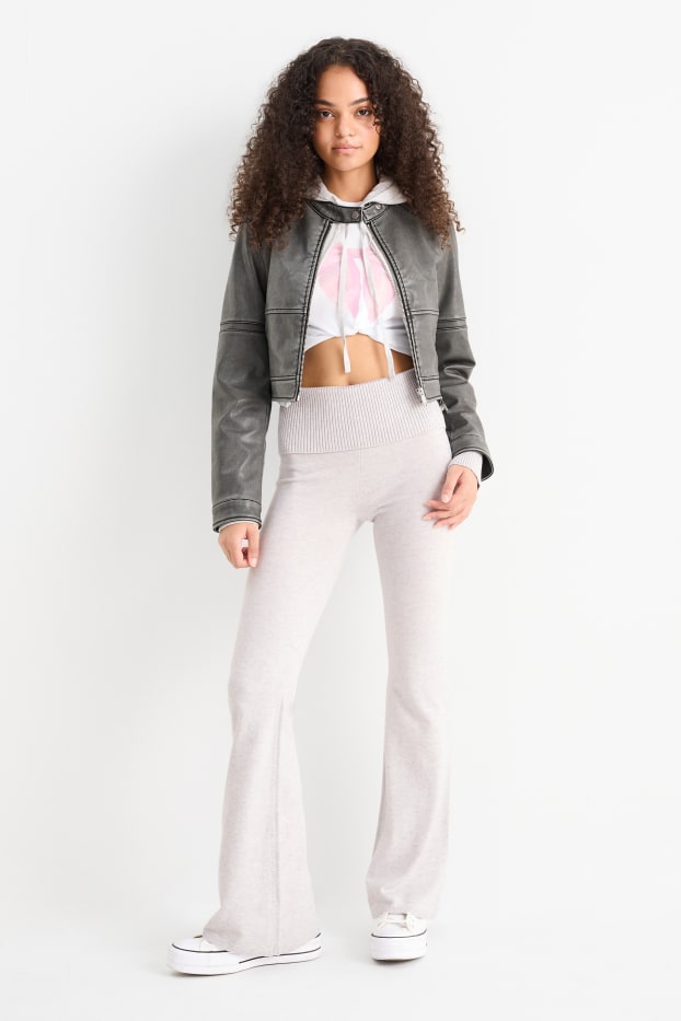 Femmes - Flared legging de maille - gris