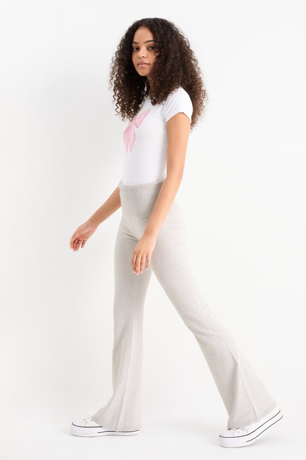 Femmes - Flared legging de maille - gris