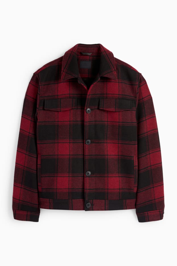 Hommes - Veste-chemise - à carreaux - rouge foncé