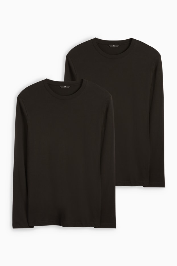Heren - Set van 2 - longsleeve - zwart