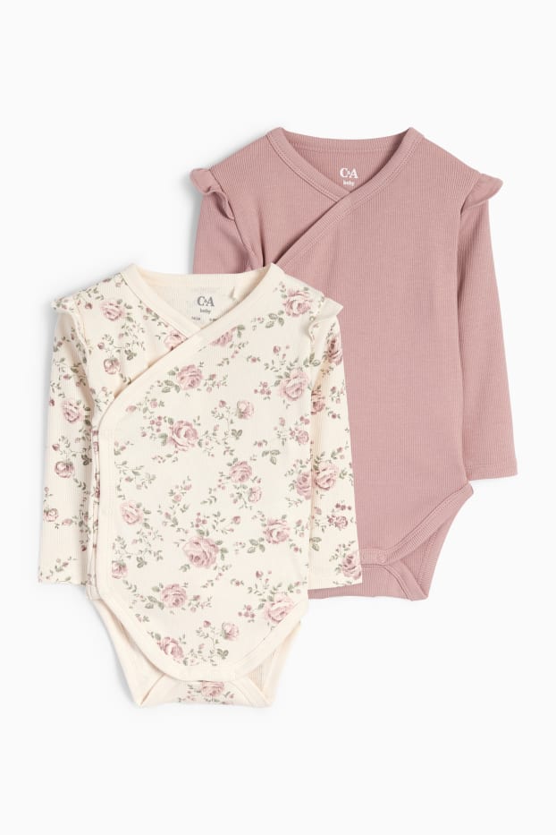 Bébés filles - Lot de 2 - roses - bodys croisés bébé - rose