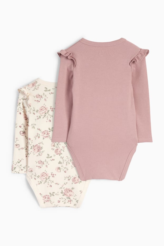 Bébés filles - Lot de 2 - roses - bodys croisés bébé - rose