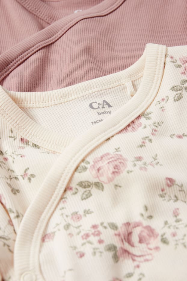 Bébés filles - Lot de 2 - roses - bodys croisés bébé - rose