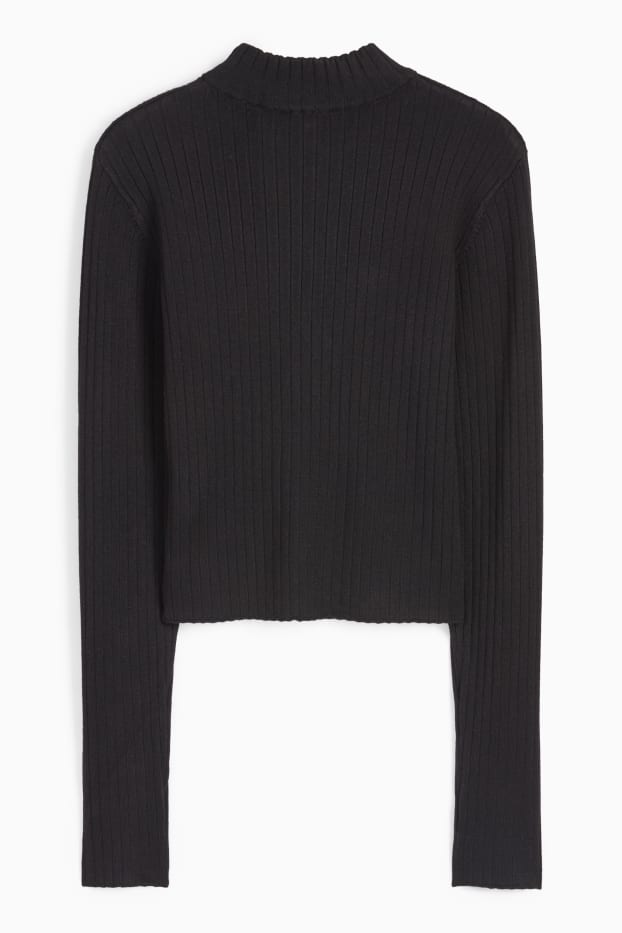 Dona - Jersei crop - acanalat - negre