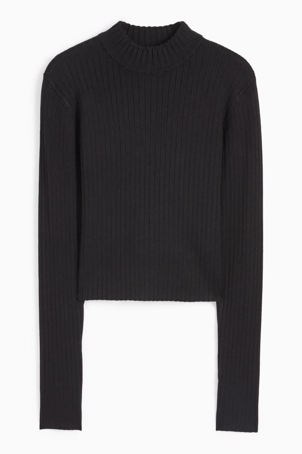 Dona - Jersei crop - acanalat - negre