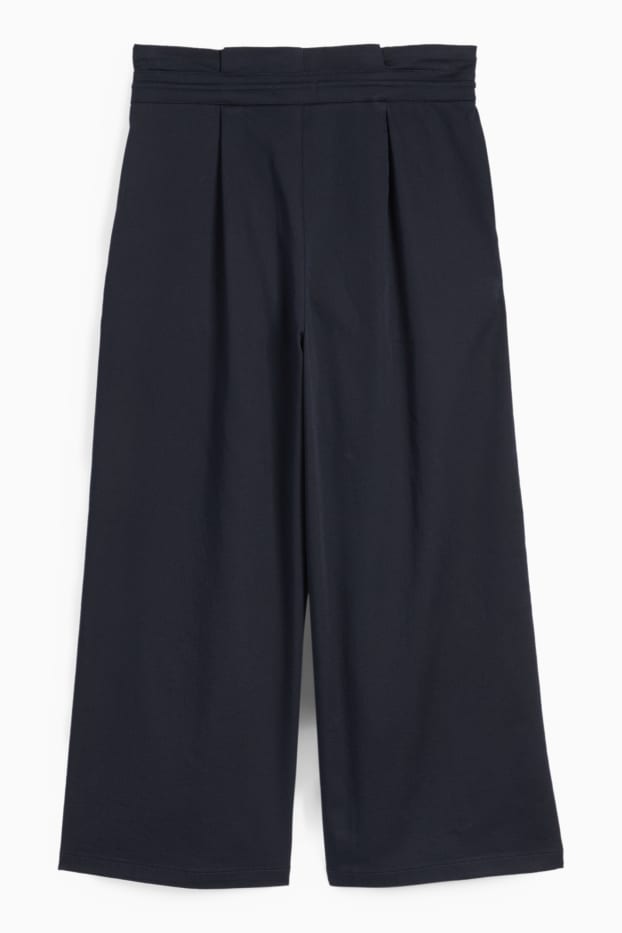 Dames - Pantalon - high waist - wide leg - donkerblauw