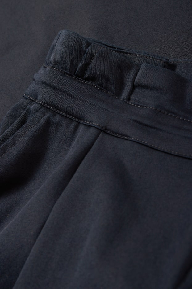 Dames - Pantalon - high waist - wide leg - donkerblauw