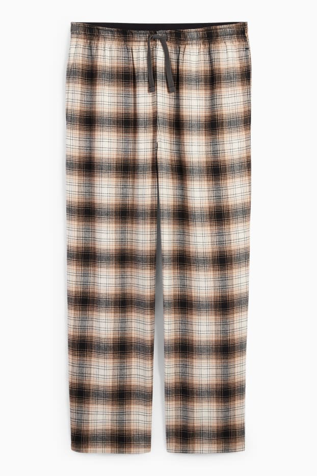 Uomo - Pantaloni pigiama di flanella - a quadretti - nero