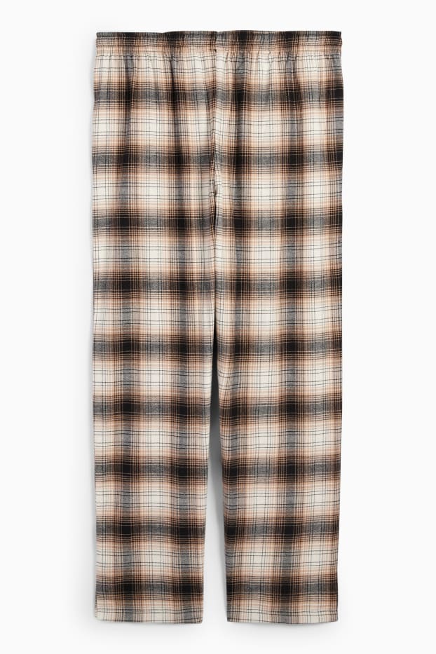 Uomo - Pantaloni pigiama di flanella - a quadretti - nero