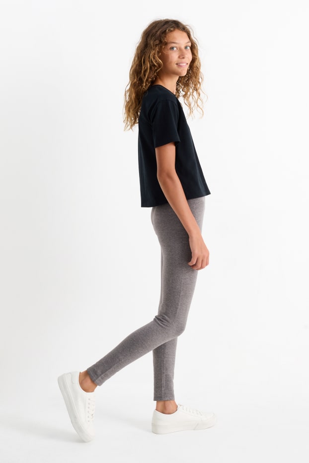 Kinder Mädchen - Multipack 2er - Leggings - grau / schwarz