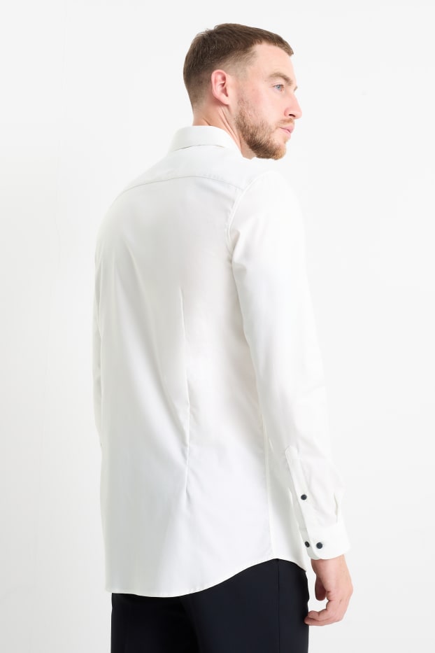 Pánské - Business košile - body fit - cutaway - snadné žehlení - LYCRA® - krémově bílá