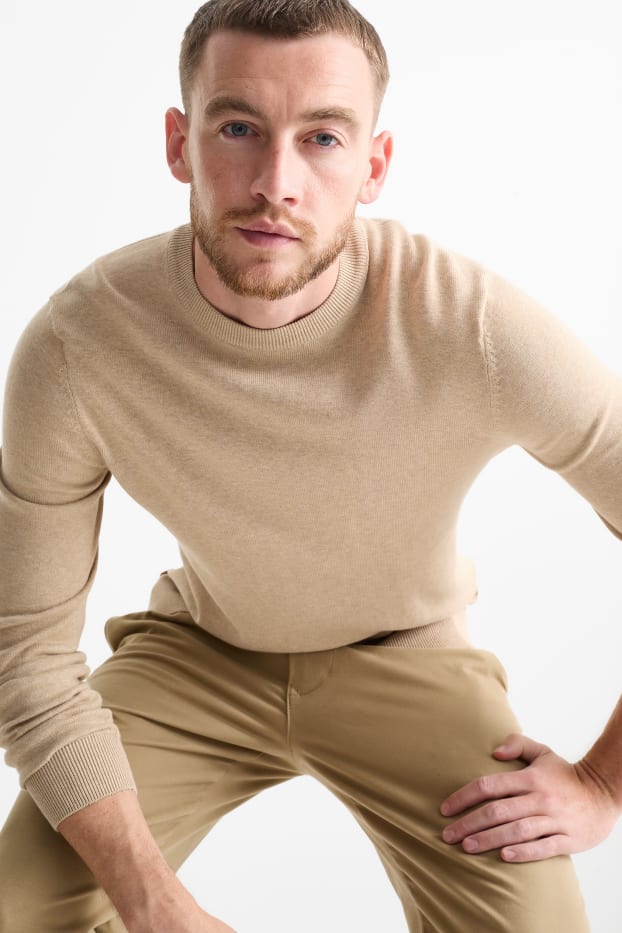 Herren - Feinstrick-Pullover - beige