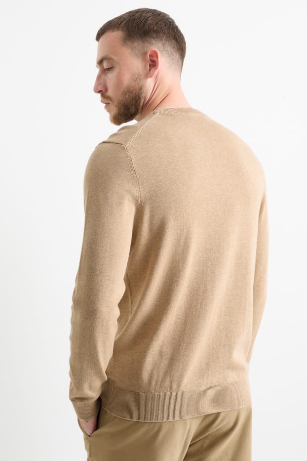 Herren - Feinstrick-Pullover - beige