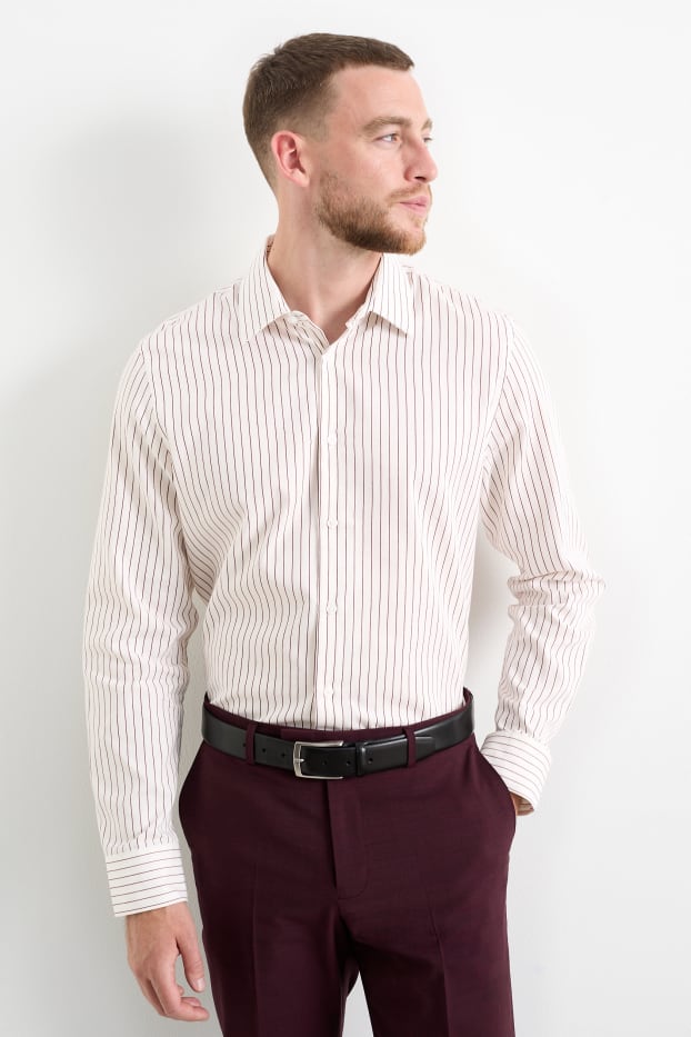 Uomo - Camicia - regular fit - collo all'italiana - a righe - bianco
