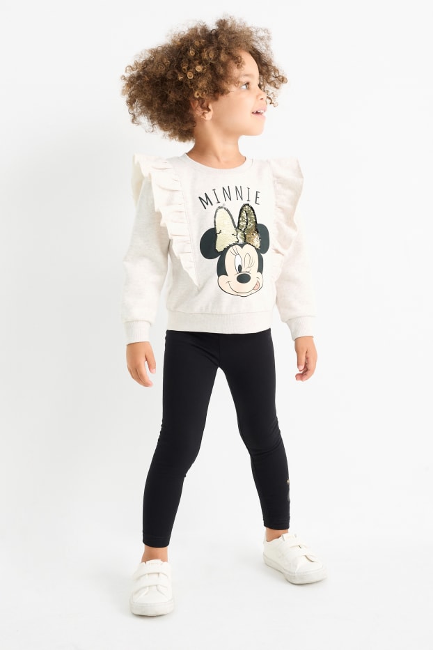 Enfants filles - Minnie Mouse - ensemble - sweat et legging - 2 pièces - beige clair