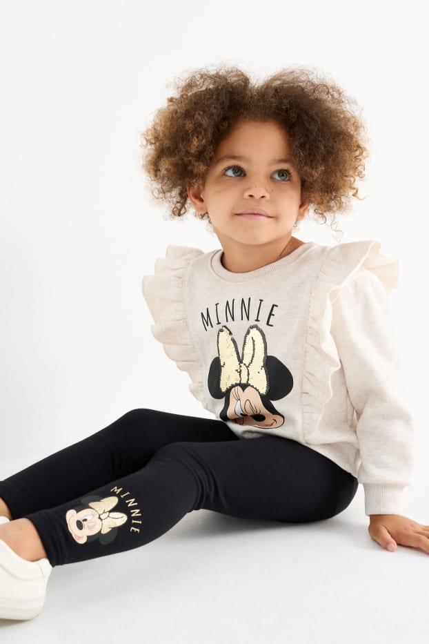 Enfants filles - Minnie Mouse - ensemble - sweat et legging - 2 pièces - beige clair