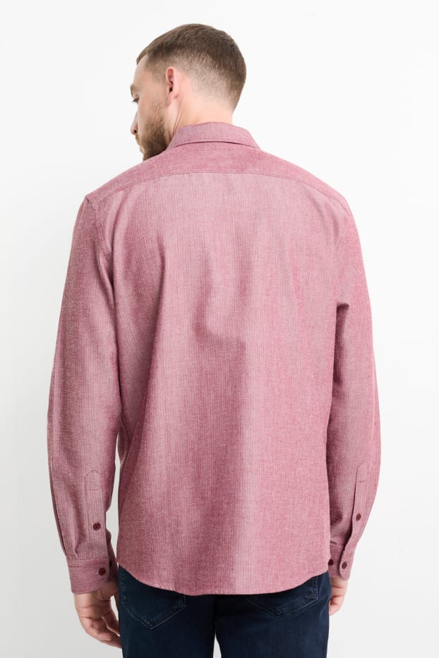 Hommes - Chemise - regular fit - col cutaway - rouge foncé