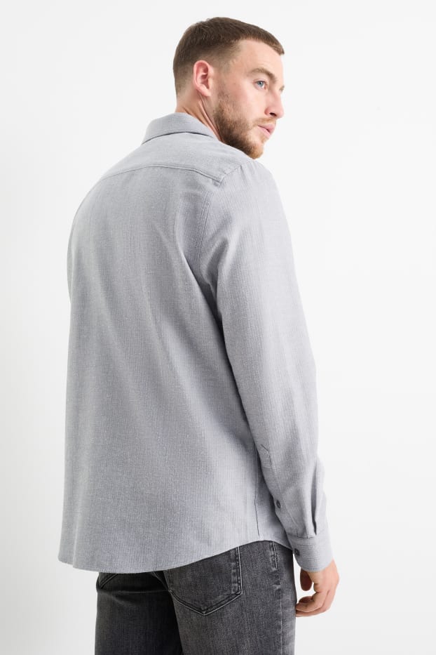 Hommes - Chemise - regular fit - col cutaway - gris