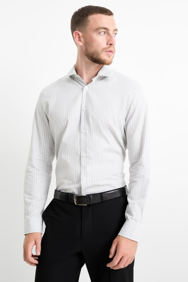 Hommes - Chemise - regular fit - col kent - à rayures - gris clair