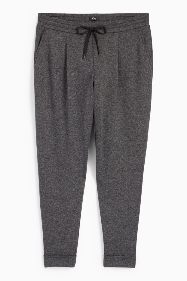 Femmes - Pantalon de toile - mid waist - tapered fit - gris foncé