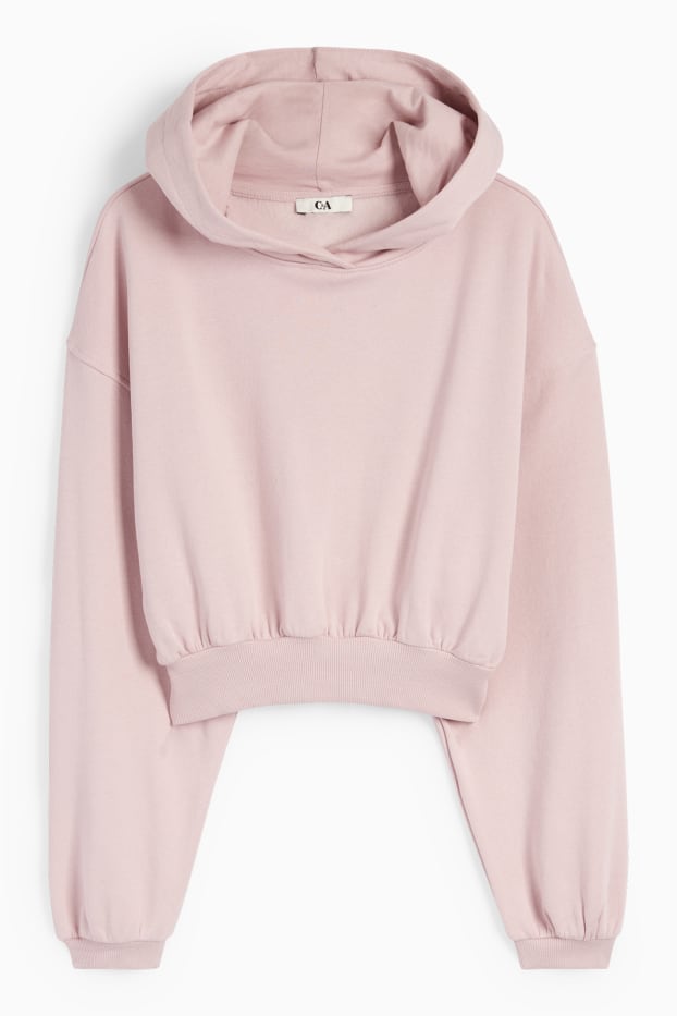 Femmes - Sweat court à capuche - rose