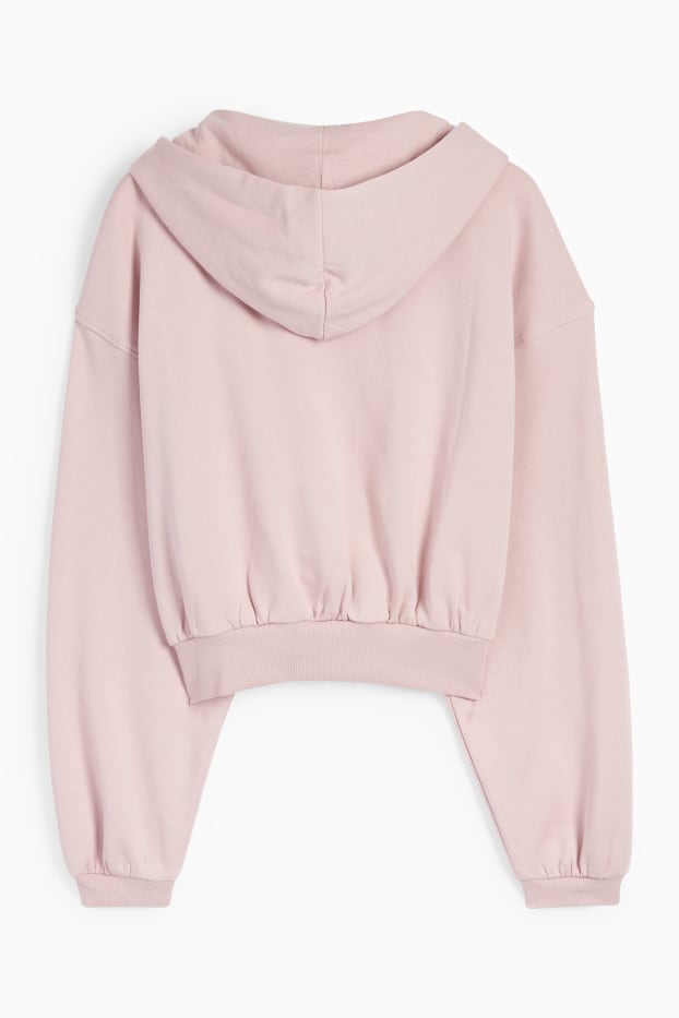 Femmes - Sweat court à capuche - rose
