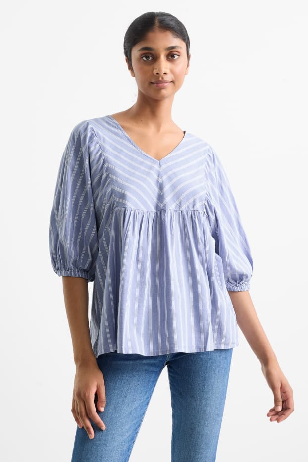Donna - Blusa - a righe - azzurro
